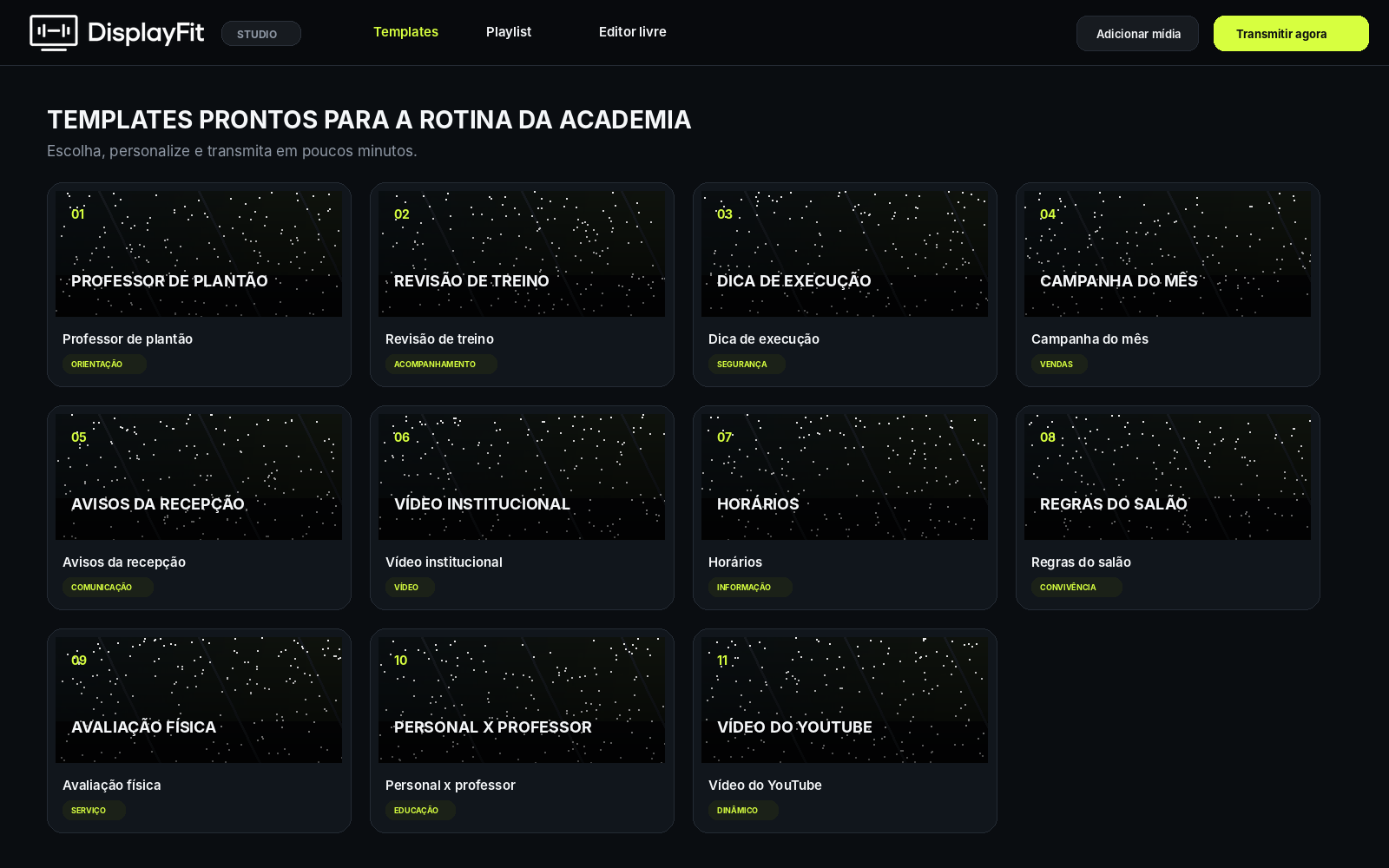 Galeria de templates DisplayFit